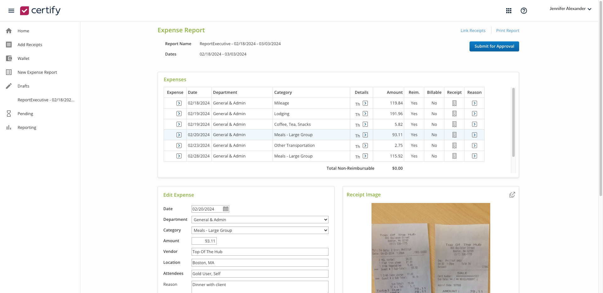 screenshot of Emburse Expense Professional